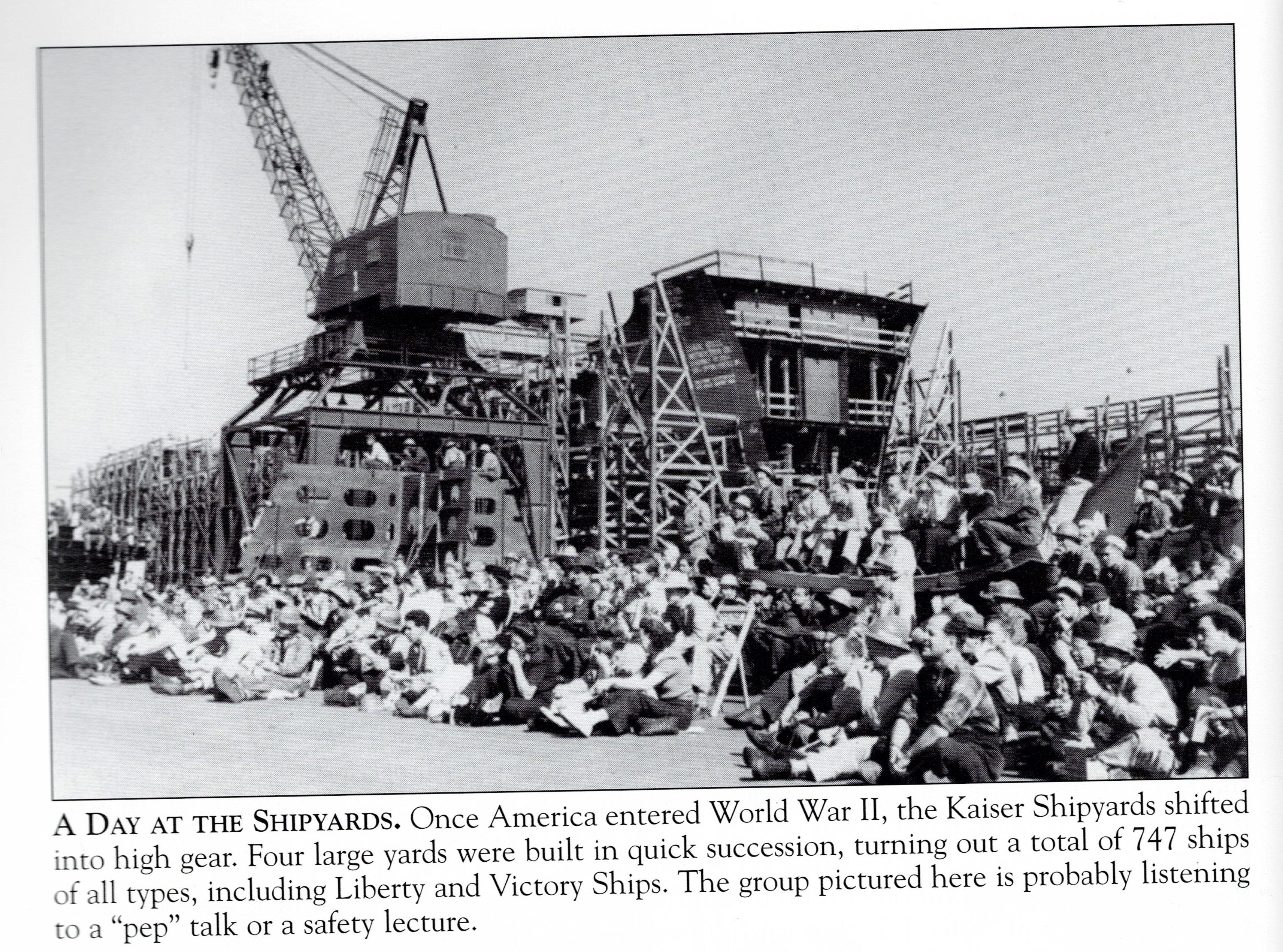 Workers at the Kaiser Shipyards during the WWII shipbuilding boom.